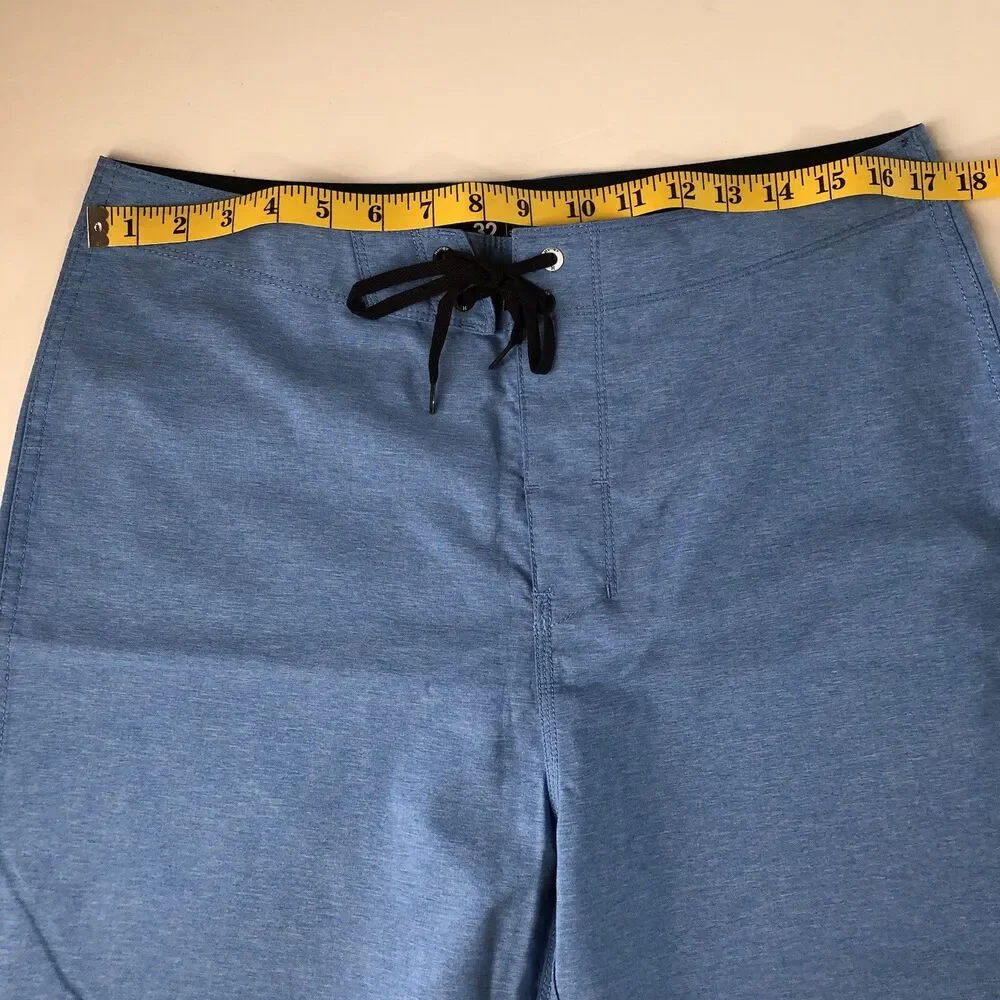 Hurley Mens Board-shorts Heather Blue Drawstring Swim Shorts Size 32
